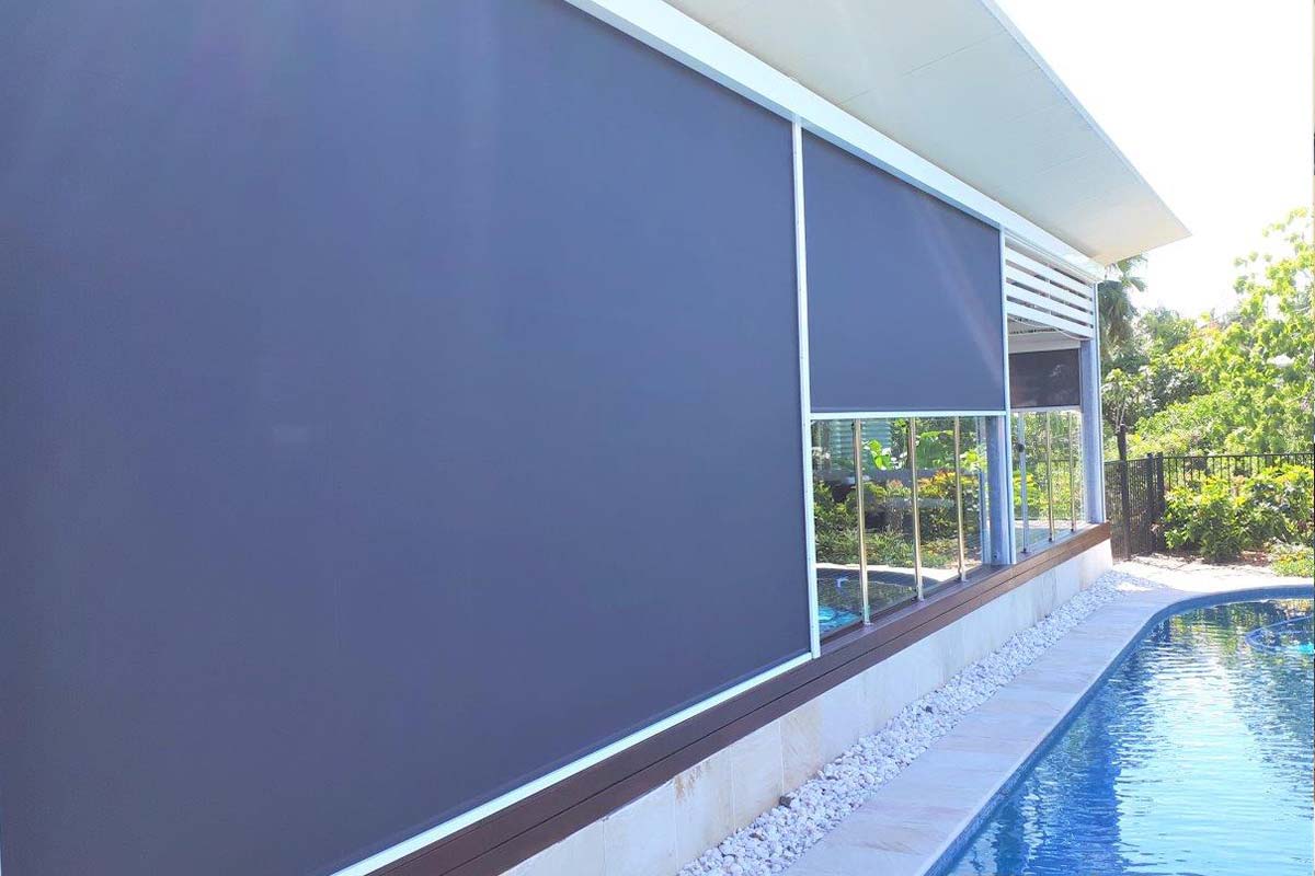 Grey outdoor blinds for windows