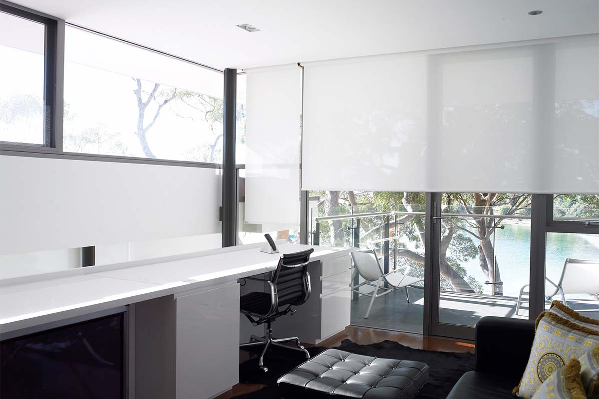 White modern indoor blinds for study room